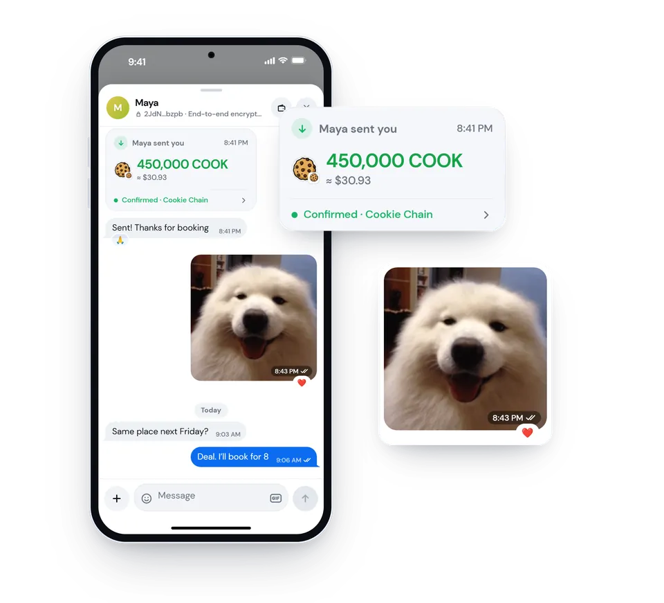 A Morsel chat: a 450,000 COOK payment and a GIF, lifted out of the thread