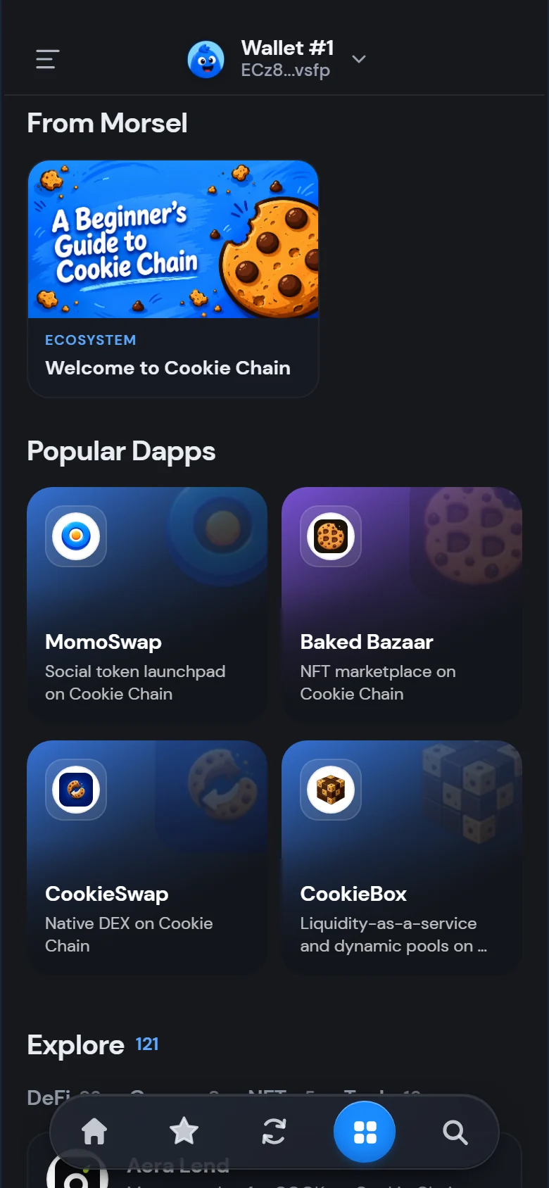 Popular Cookie Chain apps in the Morsel browser