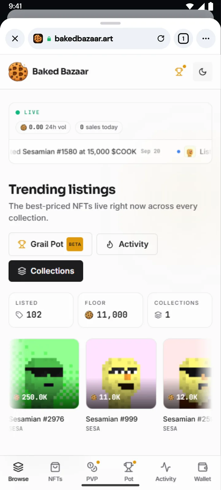 Baked Bazaar open in the Morsel browser