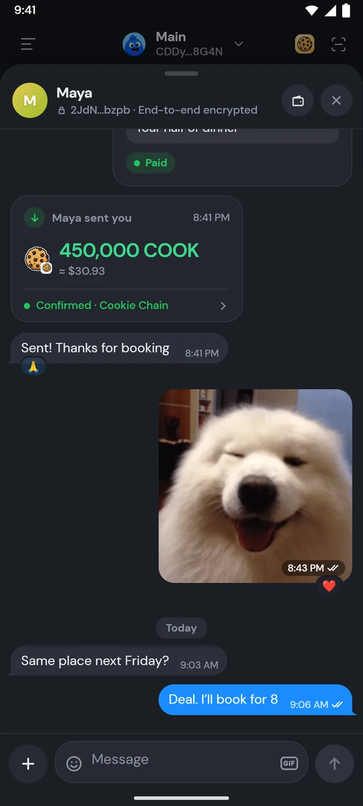 Chats in Morsel Wallet