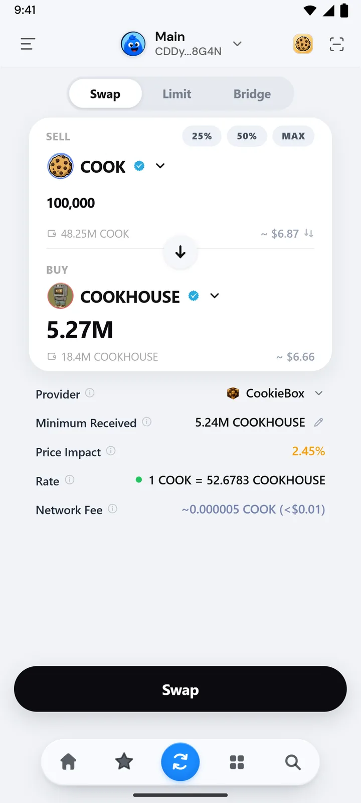 Swapping COOK in Morsel with the rate and route shown